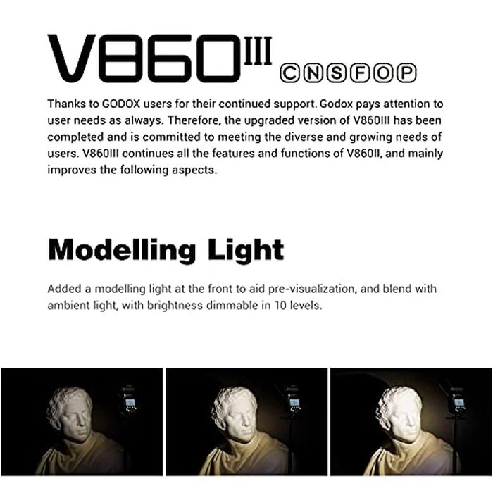 Godox V860III V860III-N Flash Speedlite for Nikon Camera,2.4G HSS 1/8000s,480 Full-Power Flashes,7.2V/2600mAh Li-ion Battery,0.01-1.5s Recycle Time,10 Levels LED Modeling Lamp by GODOX - Image 3