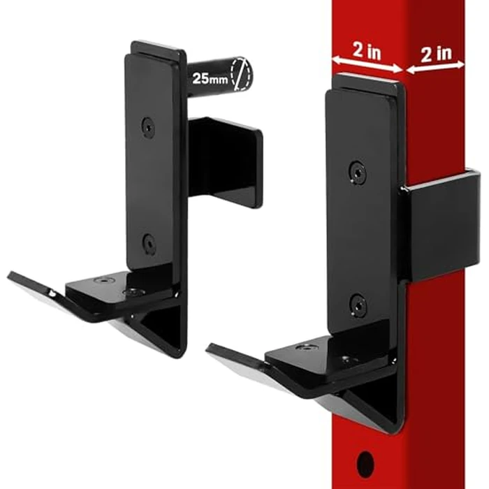 Yes4All J-Hooks Barbell Holder for Power Rack - J Hook Weight Rack / Fitness Racks J Hook - Fit 2x2 inch Square Tube (Pair) by Yes4All - Used - Good condition - US$24.59