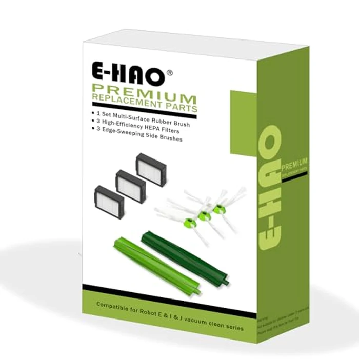 E-HAO Replacement Vacuum Parts for iRobot Roomba i & j & e and Combo i & j Series, 1 Sets Rubber Brushes, 3 HEPA Filters, 3 Side Brushes for i1+/i2+/i3+/i4+/i5+/i6+/i7+/i8+/j5+/j6+/j8+/j9+/e5/e6 by E-HAO - Used - Very Good condition - US$9.59